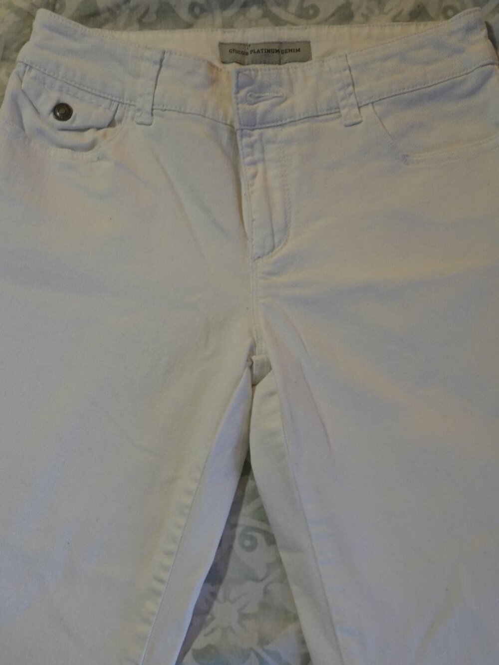 Chico's White Platinum Denim Capri Pants